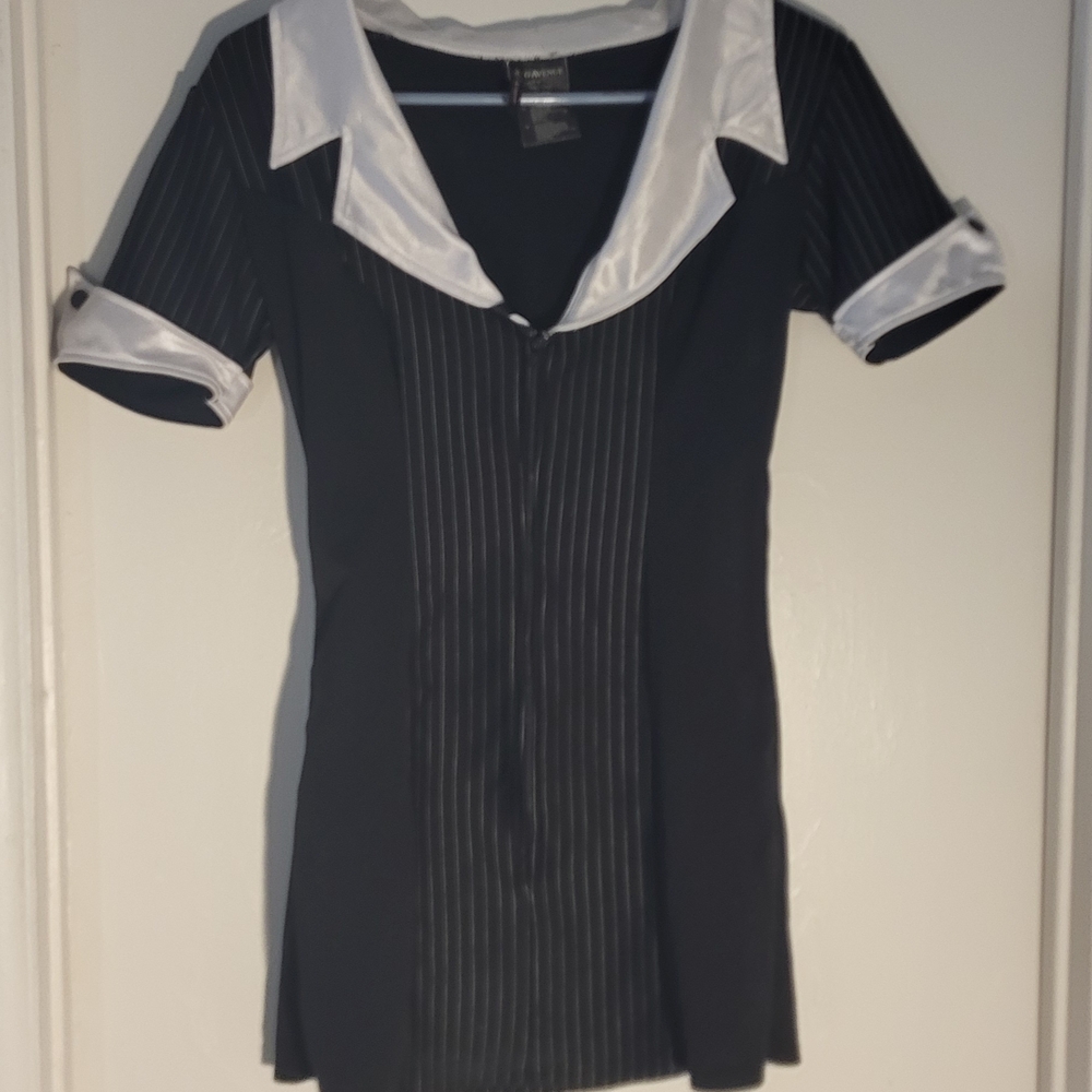 Leg Avenue Black and White Pinstripe Blouse